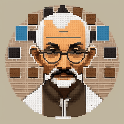 AI generated: Mahatma Gandhi cryptopunks Pixleart with round glasses large pixle sice