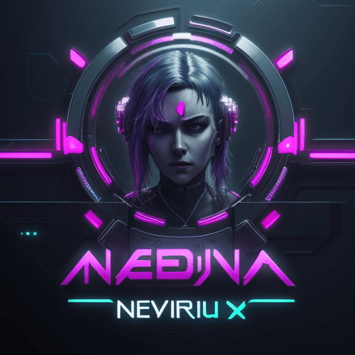 AI generated: cyberpunk design logo with name "Neverene", HDR, 4k, high resolution