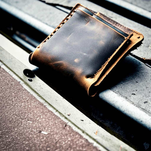 AI generated: abandoned empty leather wallet in gutter