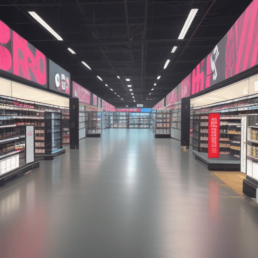 AI generated: huge, ginormous, 8k high resolution, retail store, liminal, nostalgic