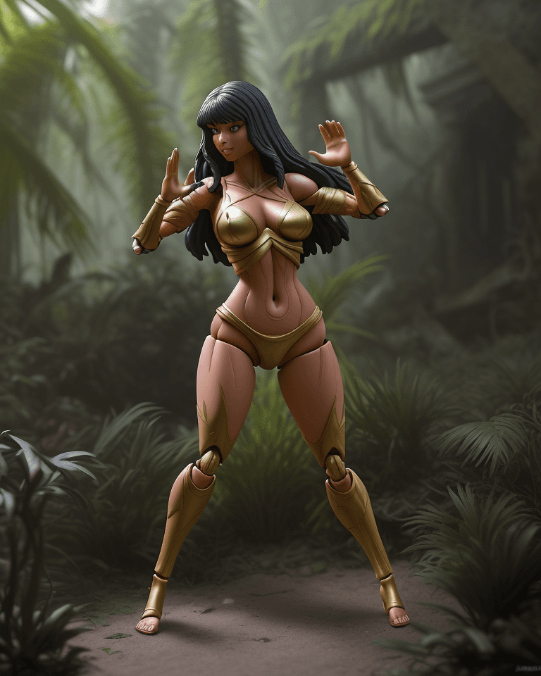 AI generated: incredible made beautiful action figure of (Jameela Jamil:1.5), play arts kai, incredible details, (...
