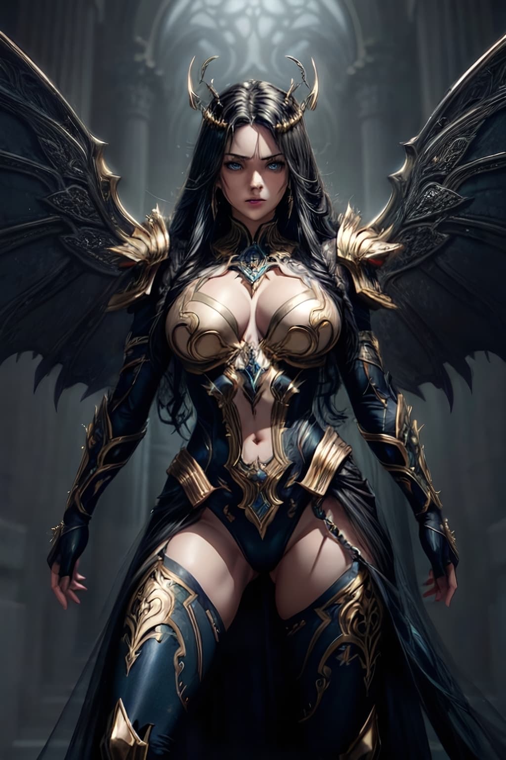 AI generated: Queen of Blades, Sarah Louise Kerrigan, beautiful face, her skin is mottled green and covered with a...