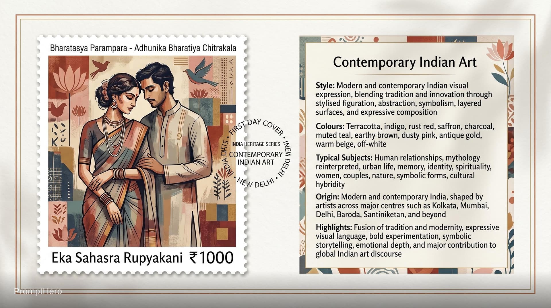 AI generated: Create a 16:9, 4K premium commemorative First Day Cover envelope inspired by India Post heritage des...