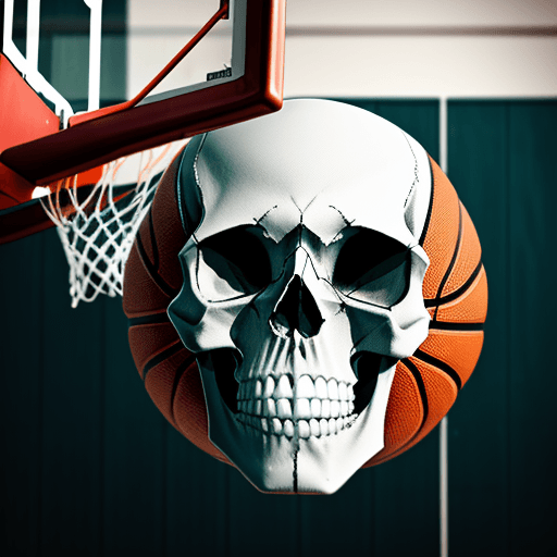 AI generated: skull on basketball hoop