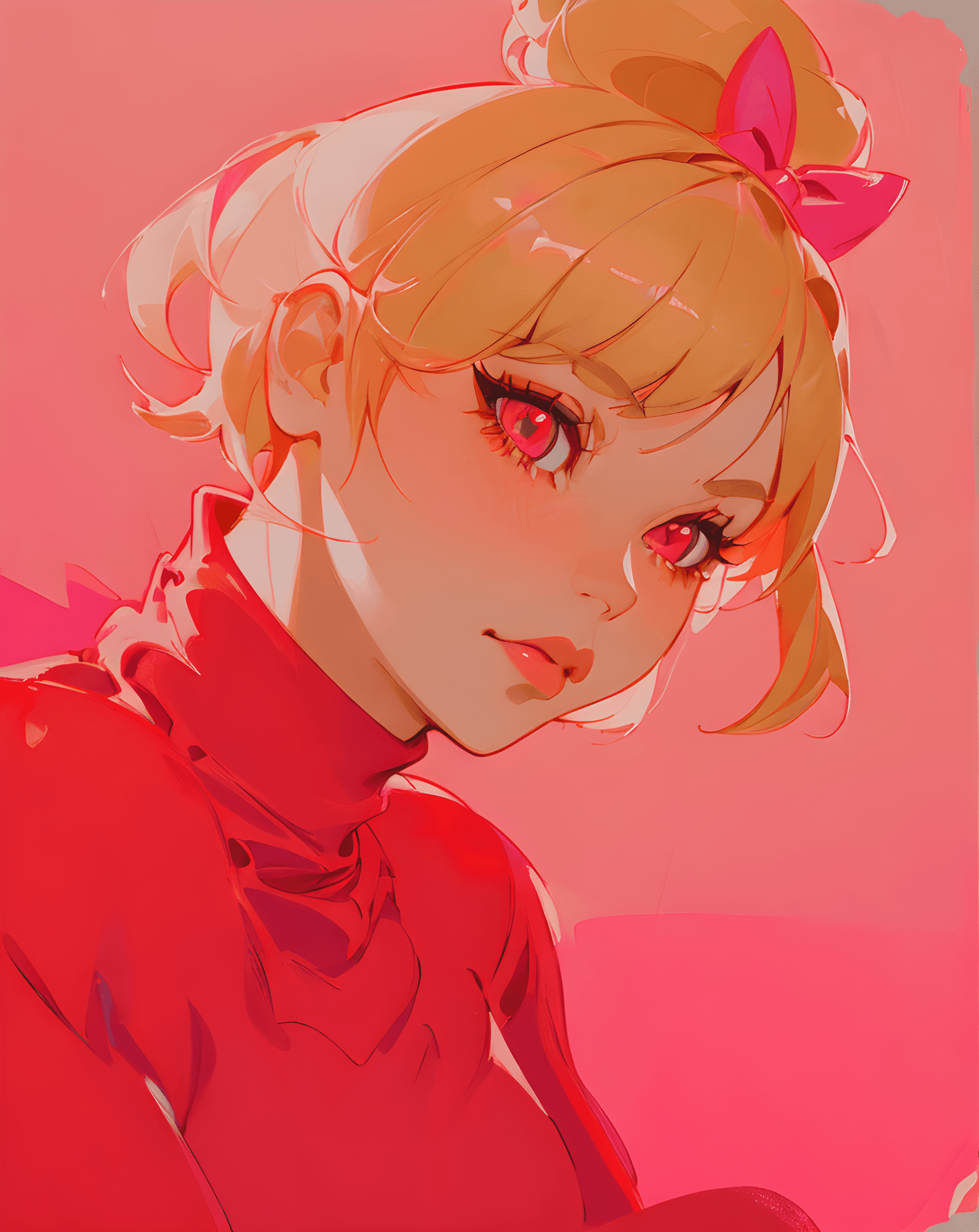 AI generated: a close up of a person wearing a red shirt, a digital painting, inspired by Ilya Kuvshinov, 🎀 🧟 🍓...