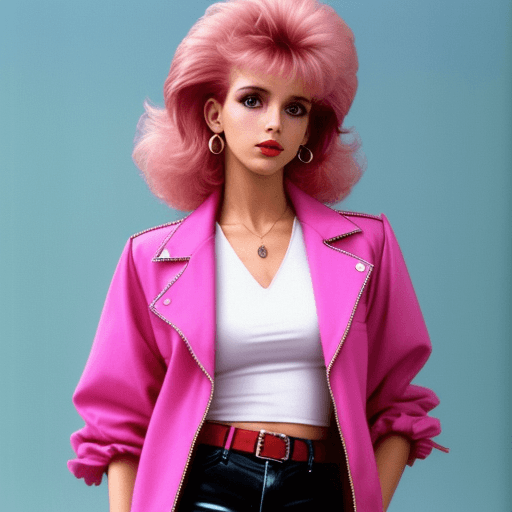 AI generated: a woman with 80s fashion style clothes

