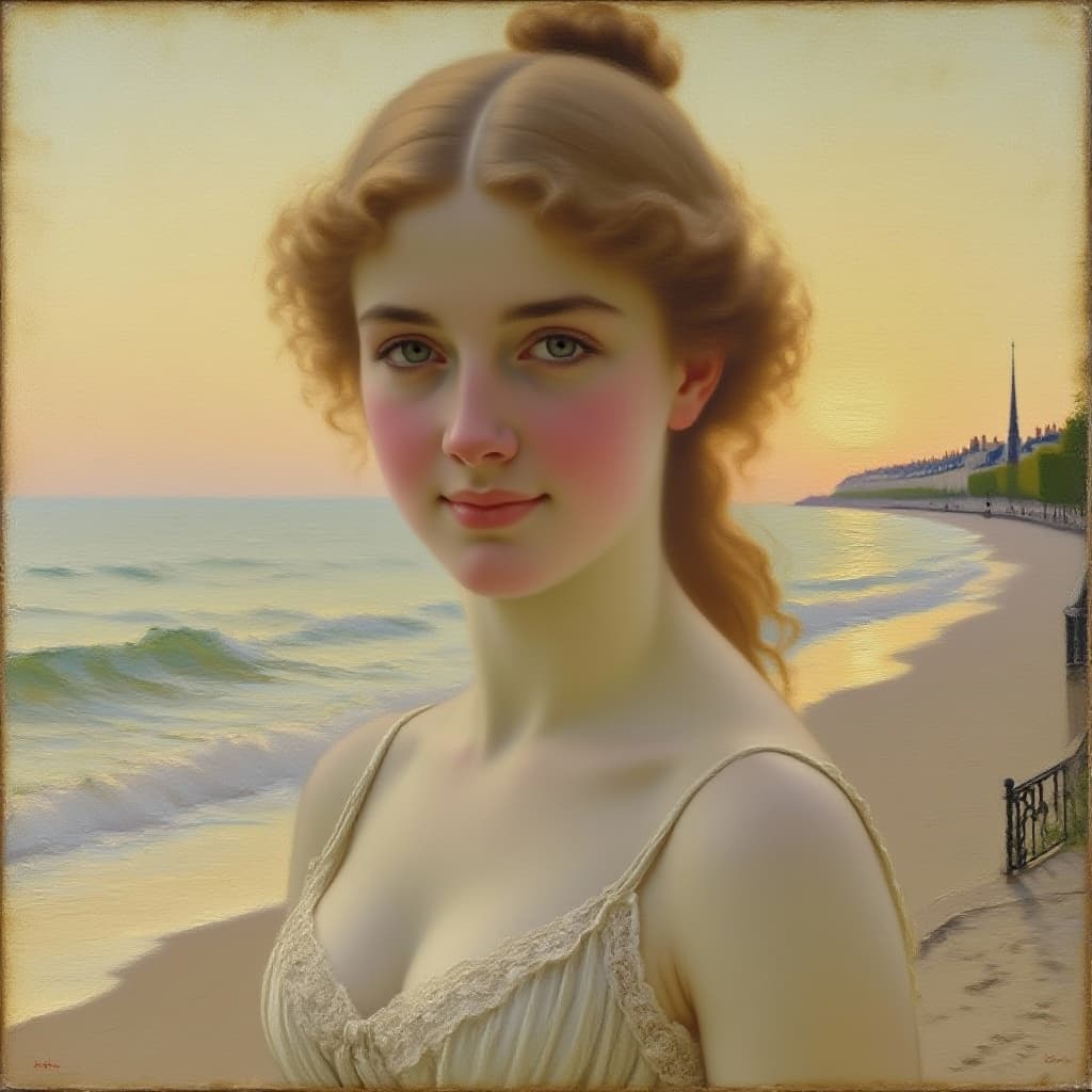 AI generated: Neo-classical style painting, painted in Montmartre by an unknown artist of a semi muscular woman, g...