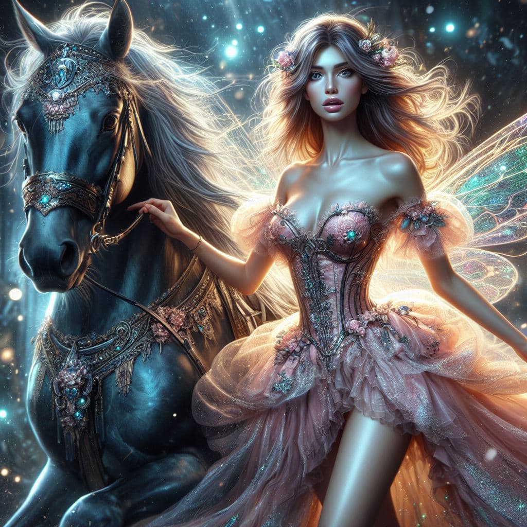 AI generated: when magic comes in your life,fantasy,other world,photorealism, very wonderful, seductive,short clot...
