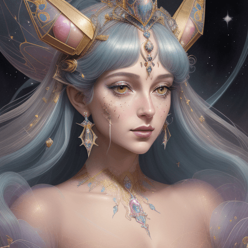 AI generated: Masterpiece close-up illustration of her highness the Intergalactic princess Iikhy the fair, unique ...