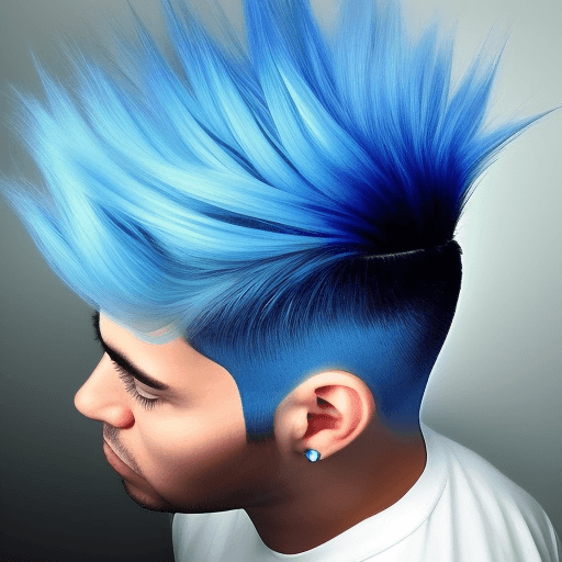 AI generated: Crear un logo para soporte técnico con la palabra "BLUE MOHAWK PRECISION HAIR" highlighting a blue m...
