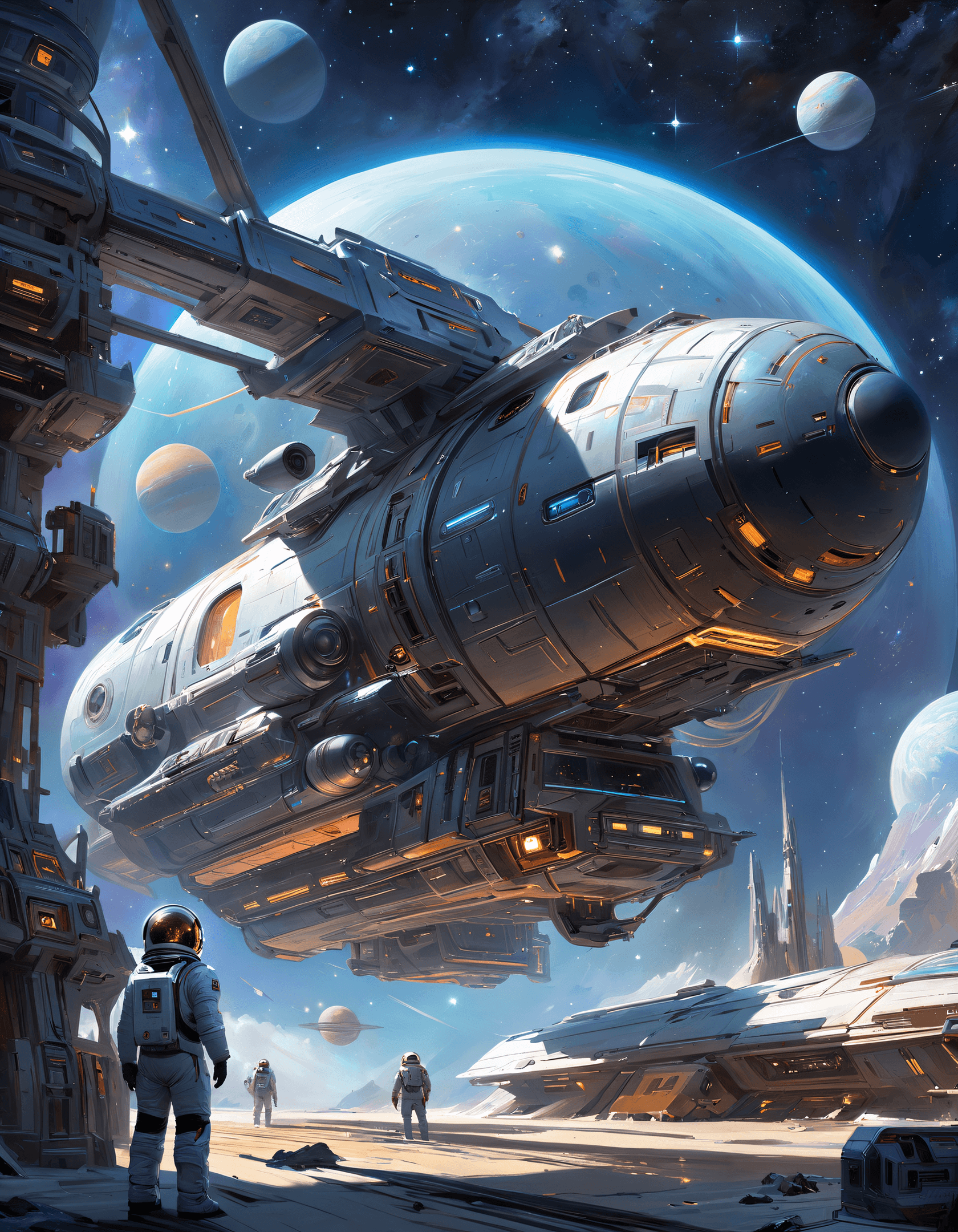 AI generated: space-themed Masterpiece, Best Quality, a painting of a retro futuristic space craft very detailed, ...