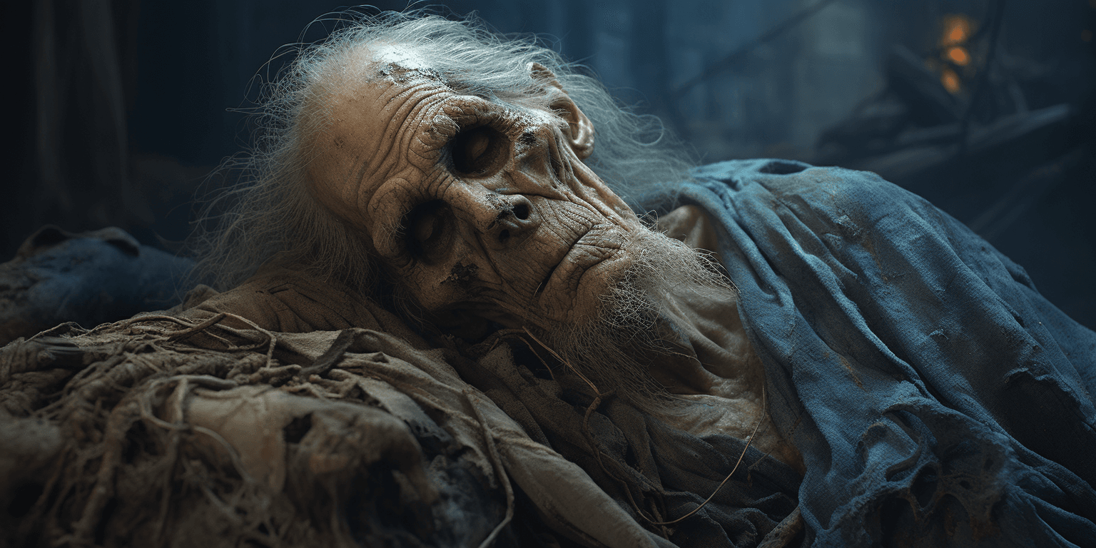 AI generated: hyper realism, highly detailed oil painting of the last resting ancient of days, hyper realistic, ex...