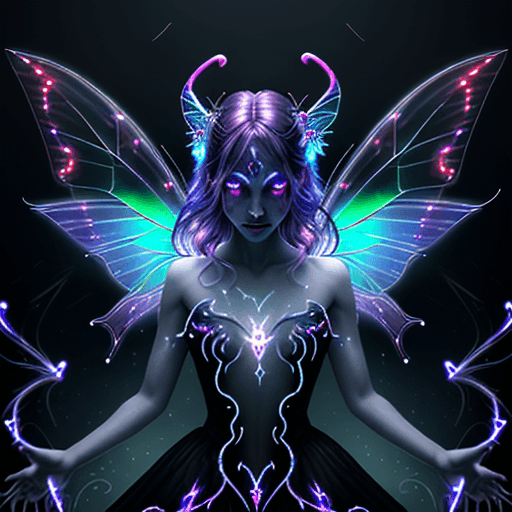 AI generated: Sanctuary, Temple, Devil fairy(female), dark magic, Devil soul, Jinn, Demon, divine, clean skin, par...