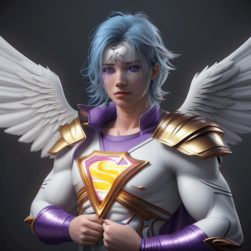 AI generated: angelic superman warrior::4 hyper-realistic ::5 detailed character expressions :: 3 Ultra-detailed Q...