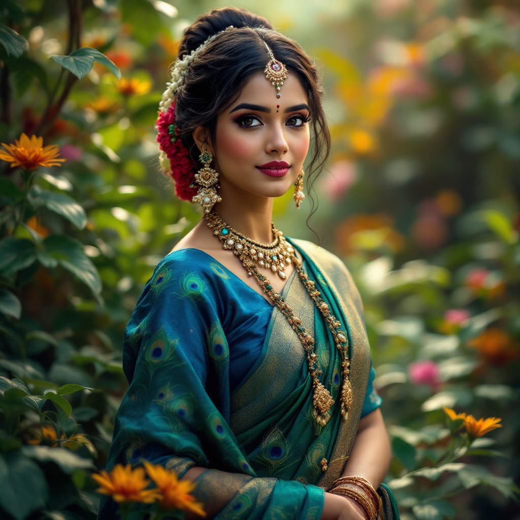 AI generated: Create a captivating image of a traditional Indian Kerala girl who embodies the elegance and beauty ...