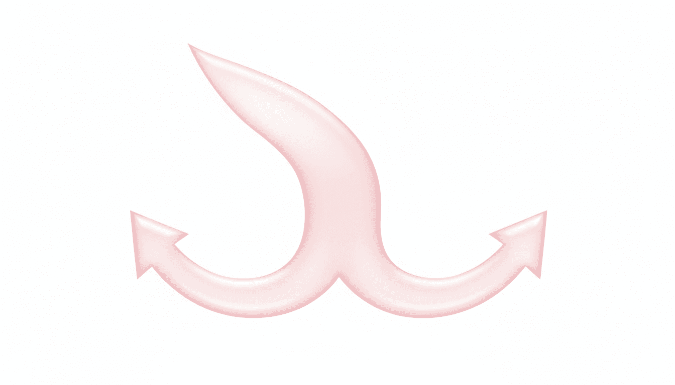 AI generated: Please use this stketch below to make a smooth curved pale pink gross input arrow heading downwards ...