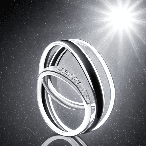 AI generated: A sparkling diamond ring, against a glossy black studio background, soaking up a focused beam of lig...