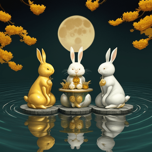 AI generated: 
12h
Chinese architecture situated on a super big moon cake, four rabbits sitting next to each other...