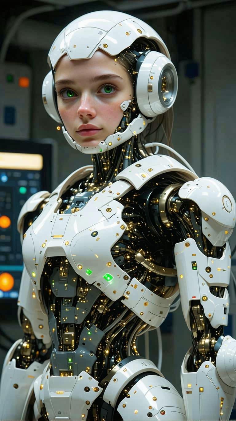 AI generated: exceptionally beautiful tween girl, artificial intelligence robot, (futuristic),(masterpiece), (real...