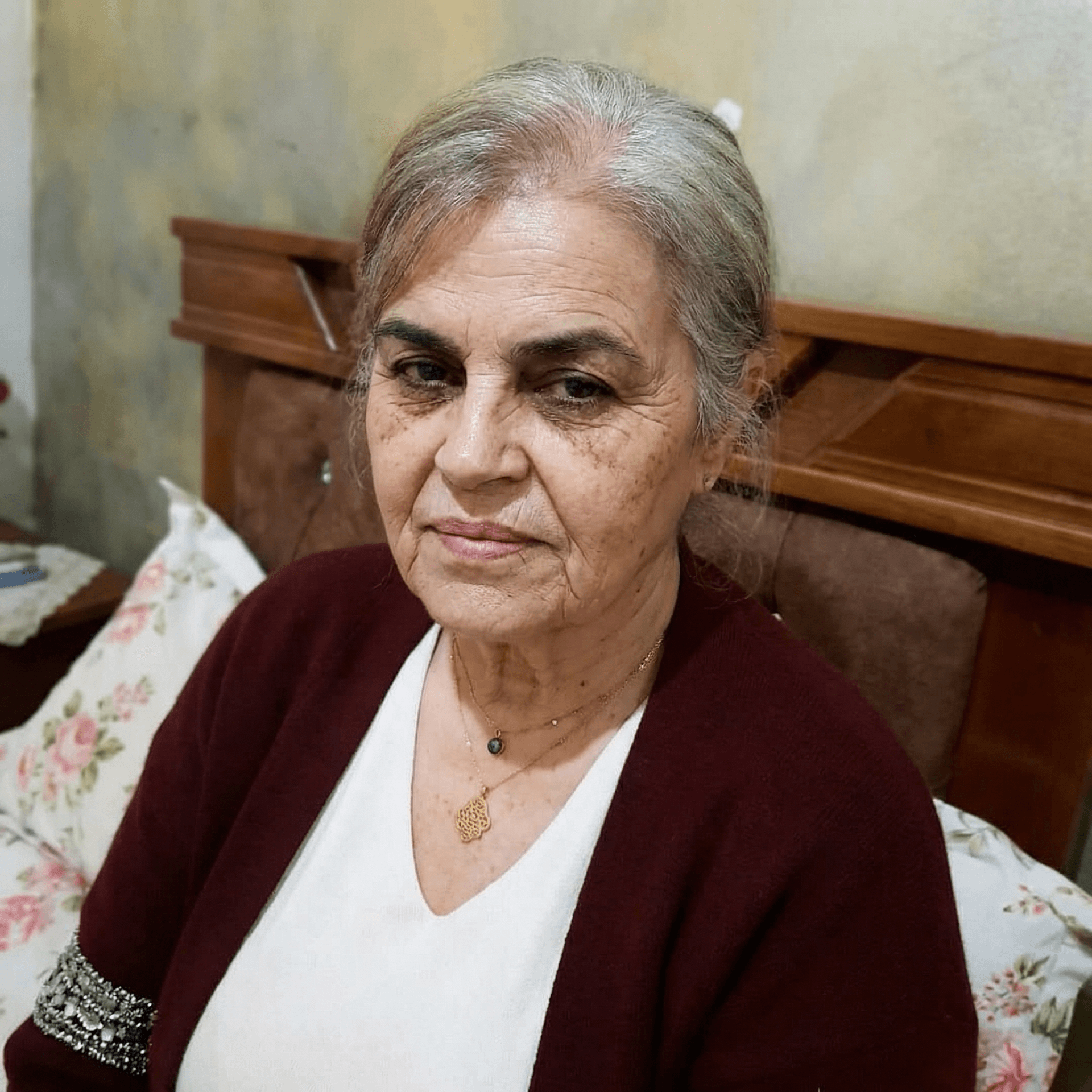 AI generated: 80 years old with gray hair and wrinkles