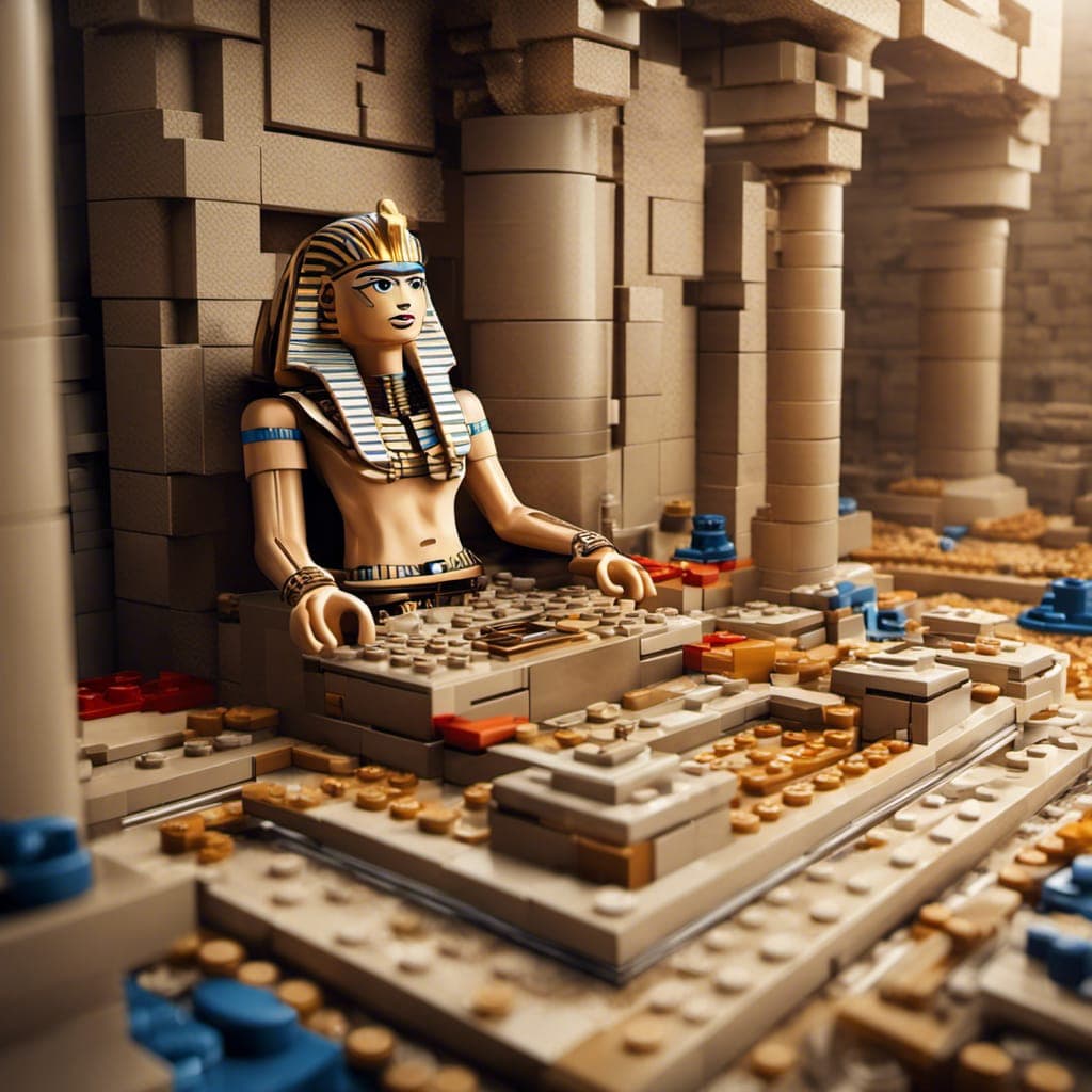 AI generated: A Lego egyptian in a tomb lego set, highly detailed, intricate, technical, unreal engine 5, 8k, --ar...