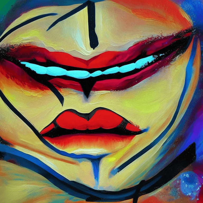 AI generated: lips of a woman, baskiat painting, love, abstract