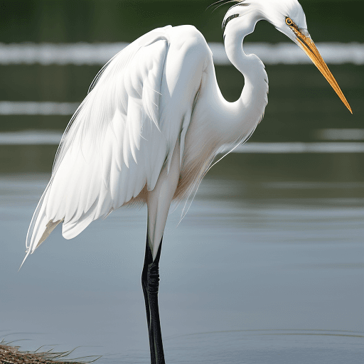 AI generated: Egret, close-up, 500mm, HD, clear focus, eyes,river bank, beautiful shape, professional photography,...