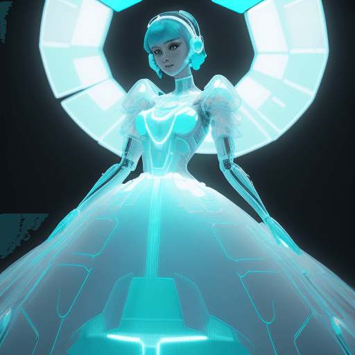 AI generated: a light up dress by hiveart electronic fashion art photoshoot, in the style of rendered in cinema4d,...