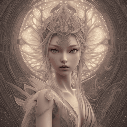 AI generated: Beautiful detailed face detailed digital illustration gorgeous fairy sit on a silver_ornatrs_crescen...