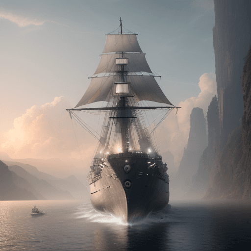 AI generated: Ultra realistic ship photo, dramatic light, pale dawn, cinematic lighting, trending on artstation, 4...