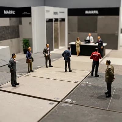 AI generated video: Create a 5-second hyper-realistic animated video of a miniature tile showroom scene. Begin with a lo...