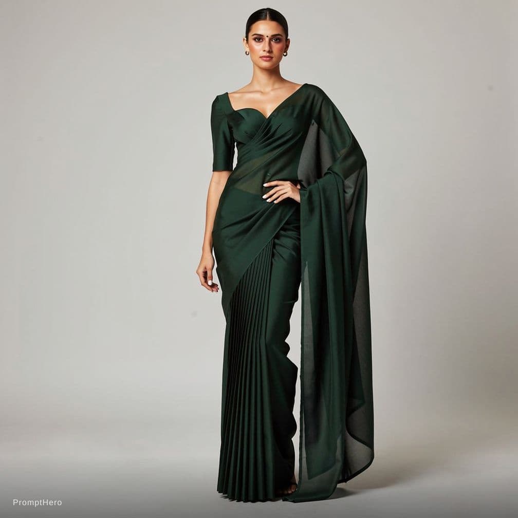AI generated: Make the saree more revealing and with exposing cleavage
