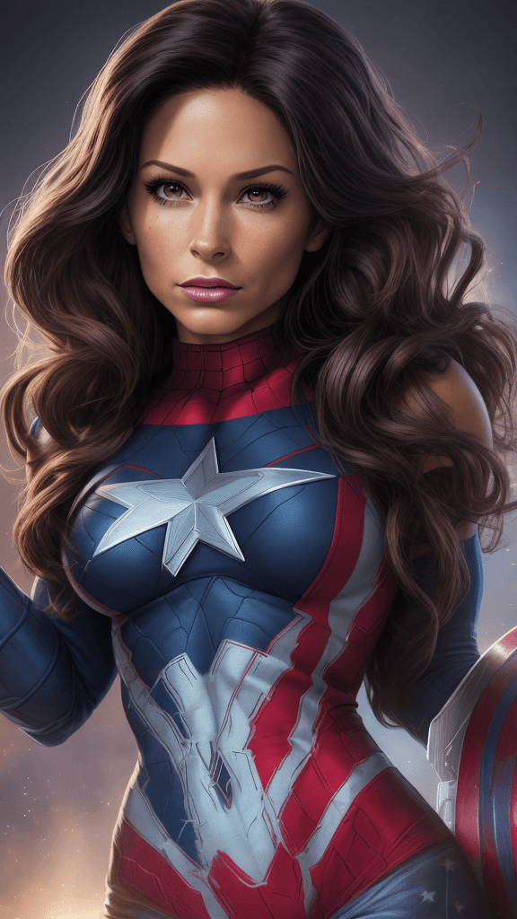 AI generated: HDR, Marvel Entertainment Art by America Chavez (AKA Ms. America), perfect face, perfect body, Knitt...