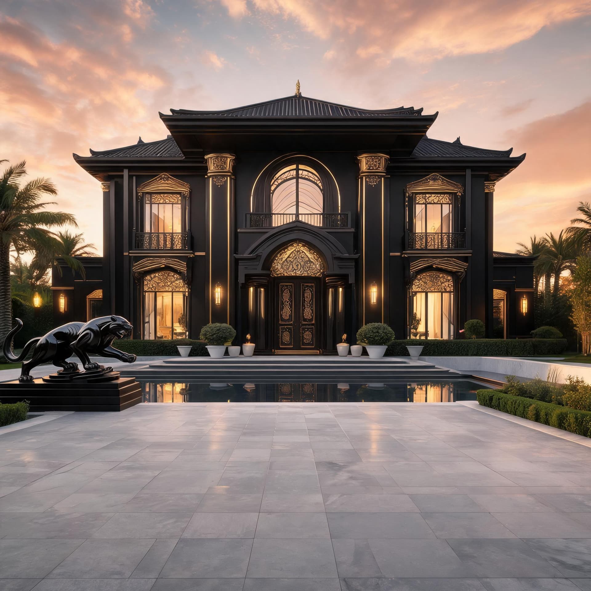 AI generated: Ultra-realistic architectural visualization of a contemporary luxury home, inspired by modern mansio...