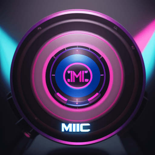 AI generated: Microfone logo for a band named Mic Mania, Round, Blue and pink neons, octane render, trending on ar...