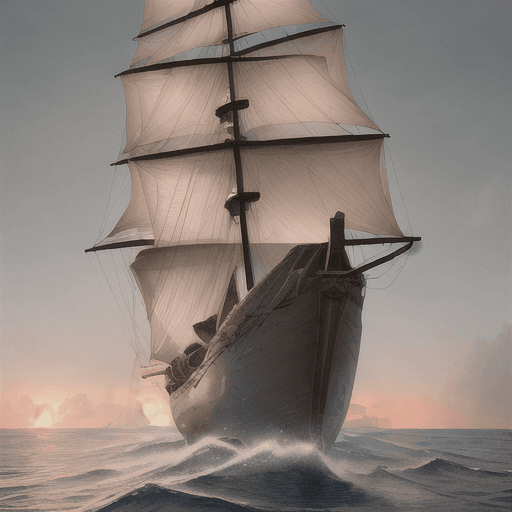 AI generated: Photo of a ultra realistic sailing ship, dramatic light, pale sunrise, cinematic lighting, battered,...