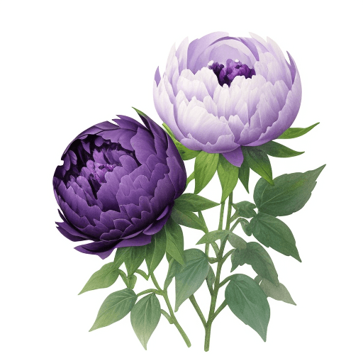 AI generated: common knotweed (purple Peonies), clip art, white background, watercolor, hyperrealism, high detail,...