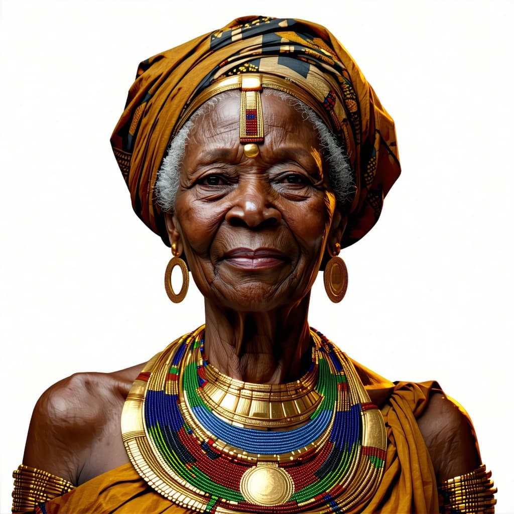 AI generated: 60 years old African black   woman,very neatiful hour glass shape full from heat to toe shot dessed ...