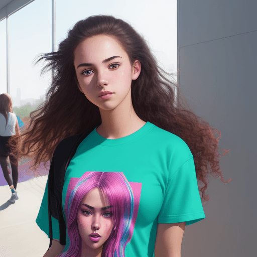 AI generated: Hyper realistic portrait of high school student, very detailed, she sports a trendy outfit with bold...