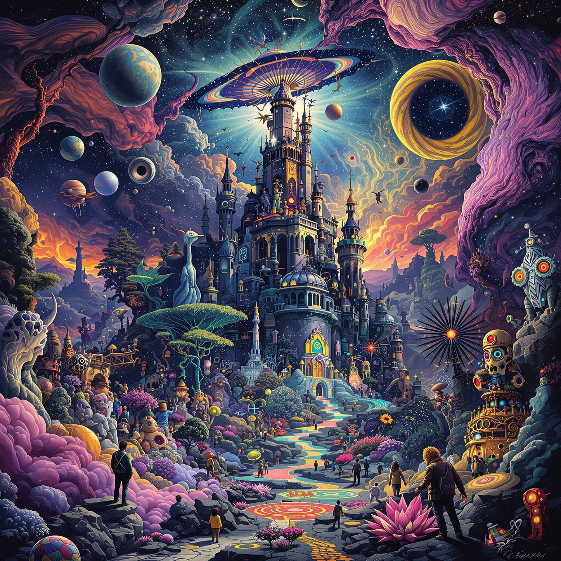 AI generated: AI at its best, many great artists combined. Surreal and psychedelic. 8D