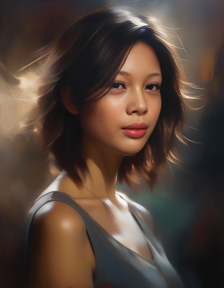 AI generated: realistic Oil painting in the style of casey baugh, cinematic, lights, softly luminous, daniel f. ge...