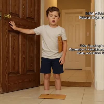 AI generated video: A detailed photorealistic scene from a medium-wide angle capturing the start of a story. A young boy...