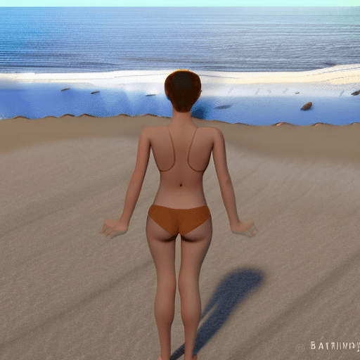 AI generated: beach, girl, naked, futanari, masturbation, cumming