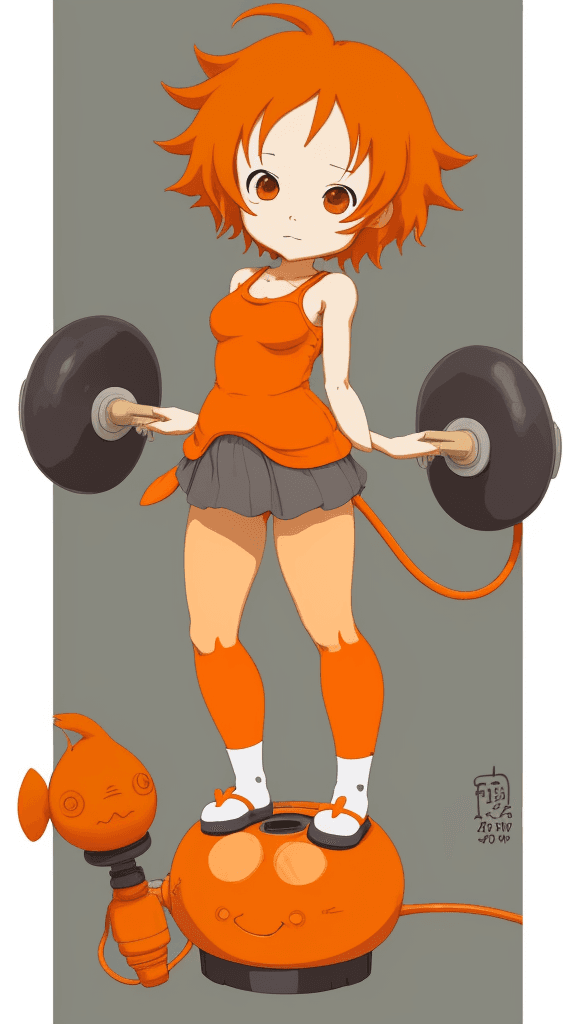 AI generated: Studio Ghibli 16k4d rfktrstyle"orange chibi In a pumping pose" <lora:Vut_out_XL_MU:0. 800000>