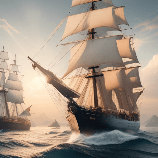 AI generated: Photo of a ultra realistic sailing ship, dramatic light, pale sunrise, cinematic lighting, battered,...