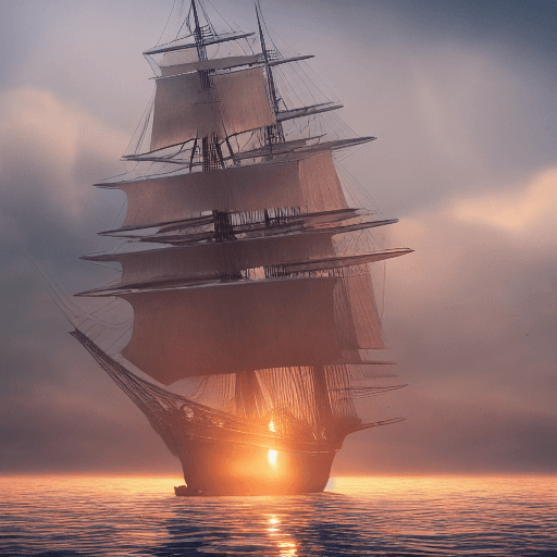AI generated: Photo of a ultra realistic sailing ship, dramatic light, pale sunrise, cinematic lighting, battered,...