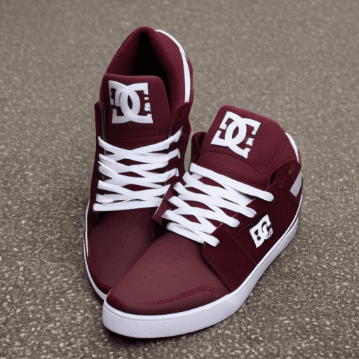 AI generated: a pair of stylish DC Shoes, Court Graffik model, in a striking wine red color. The upper part of the...