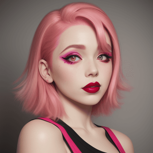 AI generated: Ugly girl, red lipstick, pink hair, pink eyeliner
