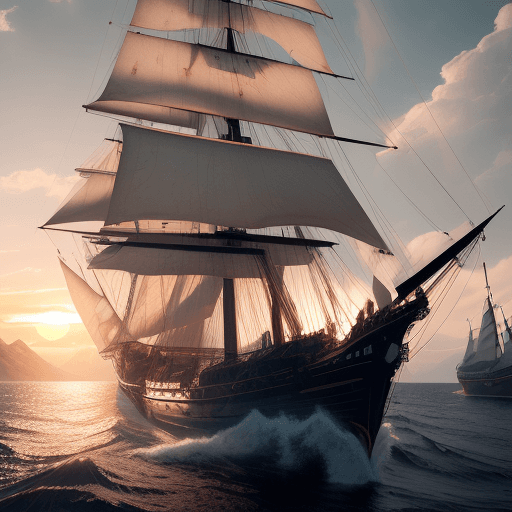 AI generated: photo of a ultra realistic sailing ship, dramatic light, pale sunrise, cinematic lighting, battered,...