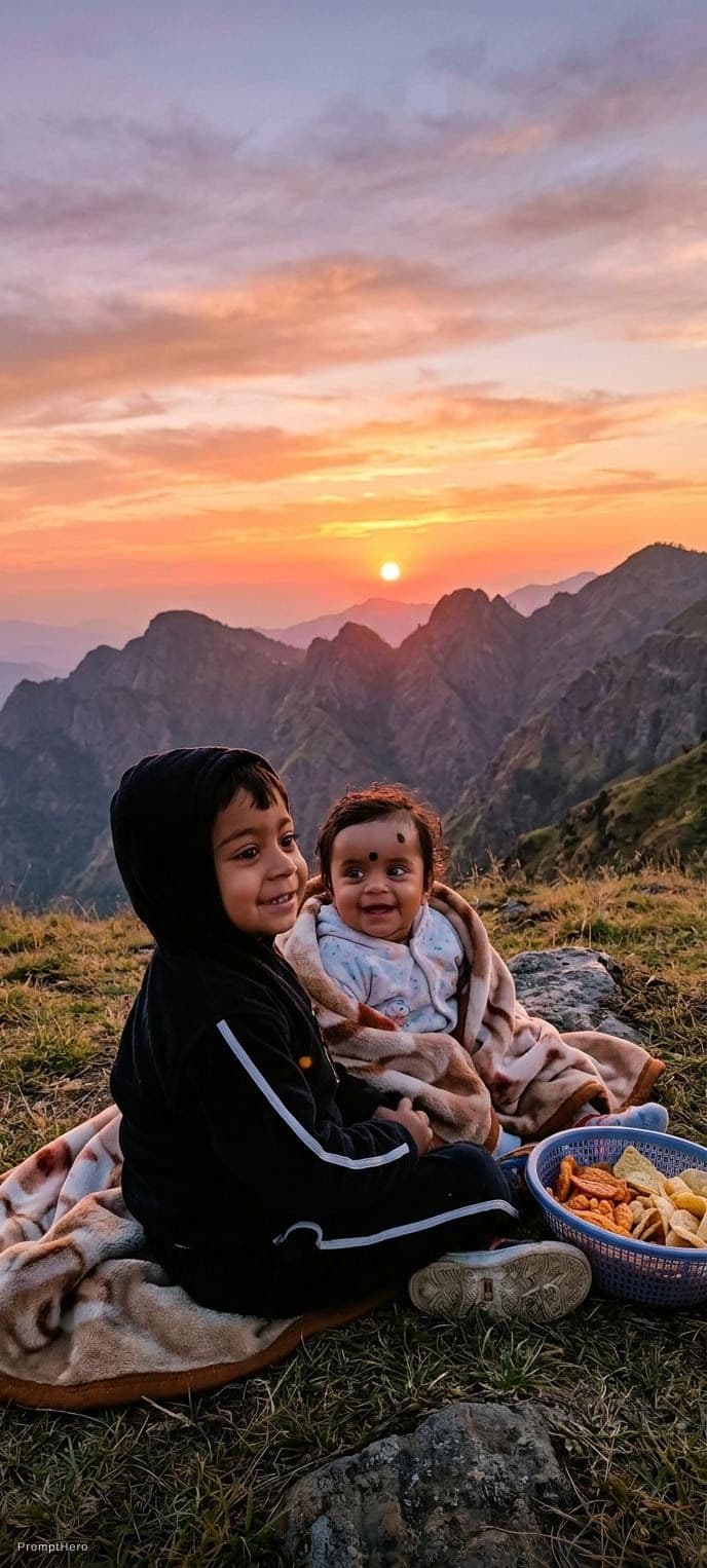 AI generated: A beautiful mountain and sunsets 
